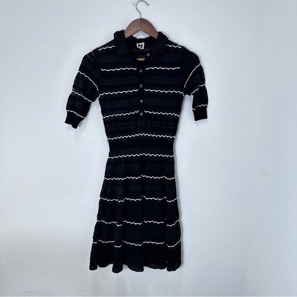 M Missoni Black And White Fit & Flare Knit Polo Mini Dress Size IT 36 US Sz 0 - Picture 1 of 9